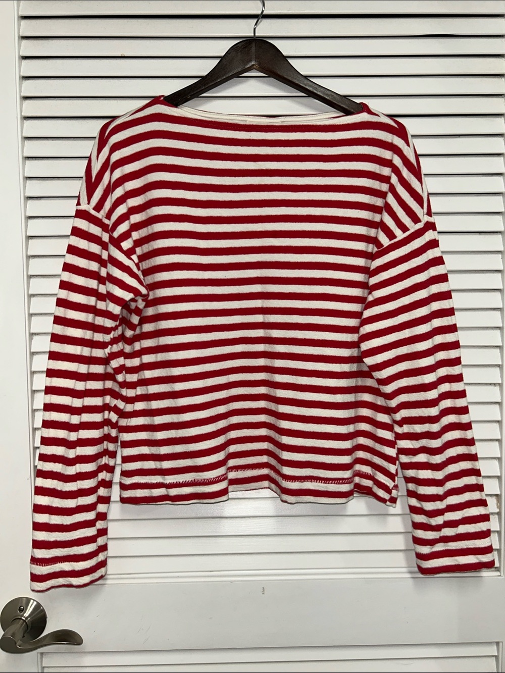 Universal Thread Red and White Striped Boatneck Top